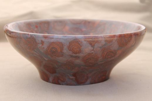 photo of very large carved stone bowl, red jasper picture quartz or marbled onyx? #2