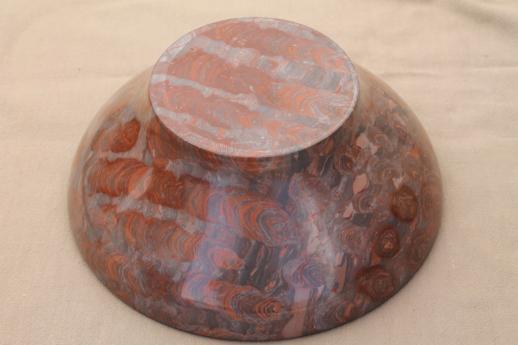 photo of very large carved stone bowl, red jasper picture quartz or marbled onyx? #4