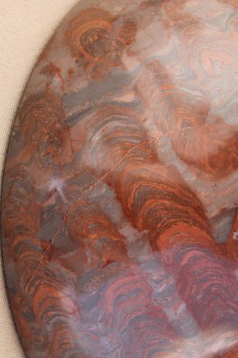 photo of very large carved stone bowl, red jasper picture quartz or marbled onyx? #7