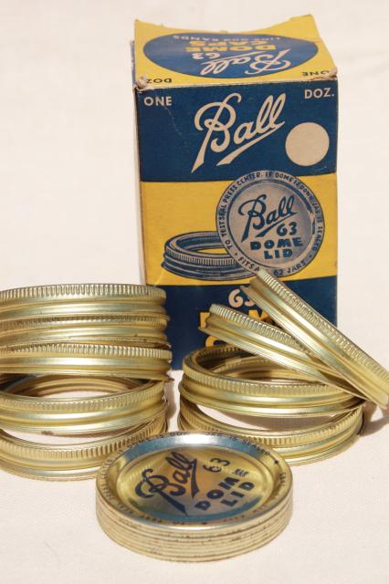 photo of very old Ball canning jar metal bands & rubber seal lids, collectible vintage advertising  #3