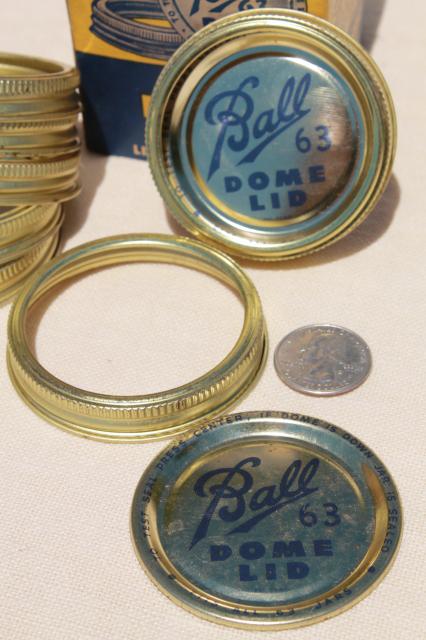 photo of very old Ball canning jar metal bands & rubber seal lids, collectible vintage advertising  #4