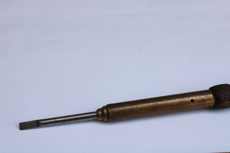 photo of very old Decatur Coffin screwdriver 1900 patent date, 1880s design yankee screwdriver, antique hand tool  #2