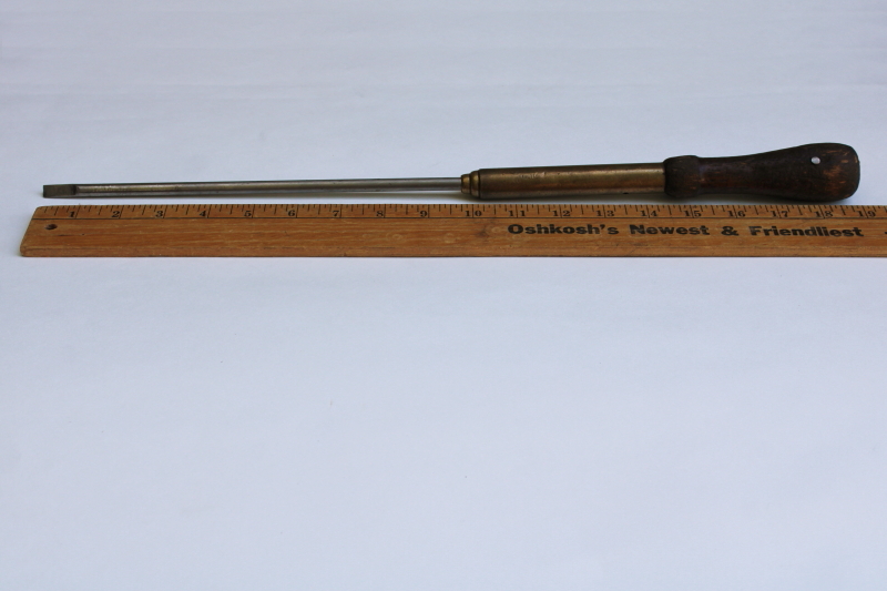 photo of very old Decatur Coffin screwdriver 1900 patent date, 1880s design yankee screwdriver, antique hand tool  #8