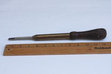 catalog photo of very old Decatur Coffin screwdriver 1900 patent date, 1880s design yankee screwdriver, antique hand tool 