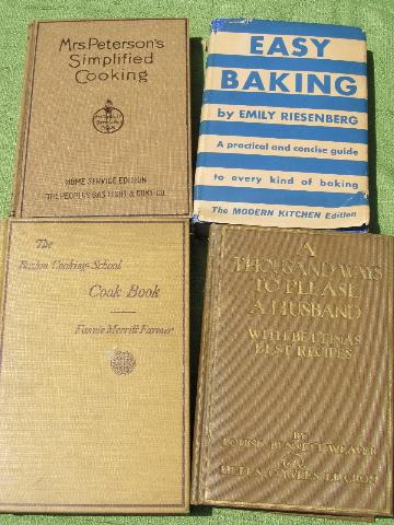 photo of very old cookbooks, Easy Baking, Thousand Ways to Please a Husband etc #1