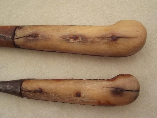 photo of very old pre-civil war knife and fork, antique bone handled hand forged utensils #3