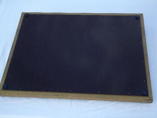 photo of very ornate vintage tray, painted gold wood frame & handles on formica? #3