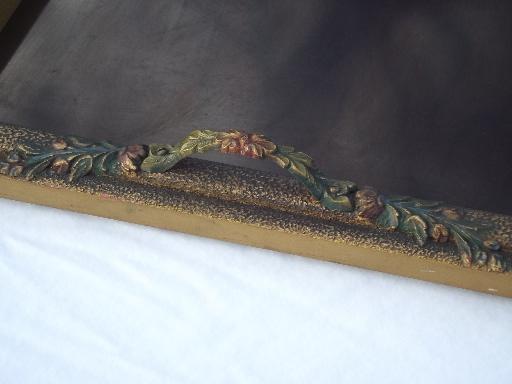 photo of very ornate vintage tray, painted gold wood frame & handles on formica? #4