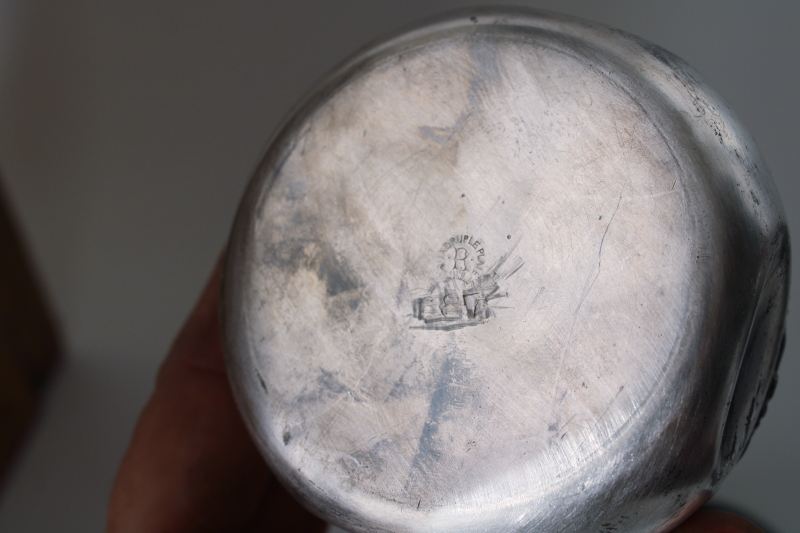 photo of very worn darkly tarnished antique silver plated trinket box or round powder puff vanity jar  #5