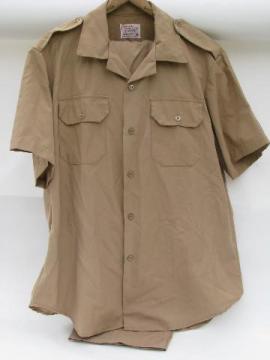 catalog photo of vietnam vintage US military khaki tan shirt & pants