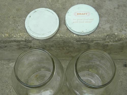 photo of vintage 1 gallon wide mouth glass storage jar canisters w/metal lids #2