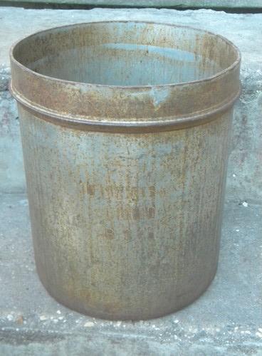 photo of vintage 10 quart ice cream or dairy bucket tub canisters, tinned steel #2