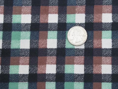 photo of vintage 100% cotton flannel fabric, work shirt plaid, soft and thick #1