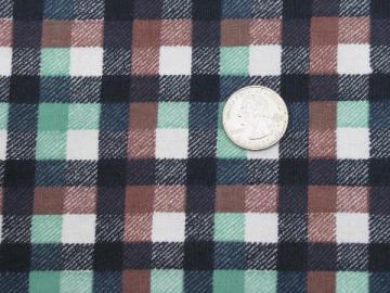 catalog photo of vintage 100% cotton flannel fabric, work shirt plaid, soft and thick