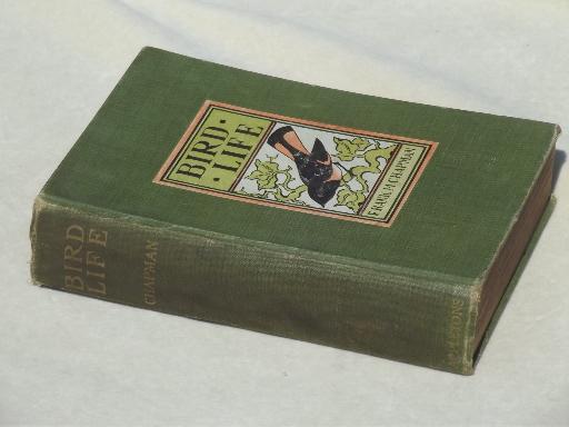 photo of vintage 1912 book Bird Life, antique color plate prints bird illustrations #1