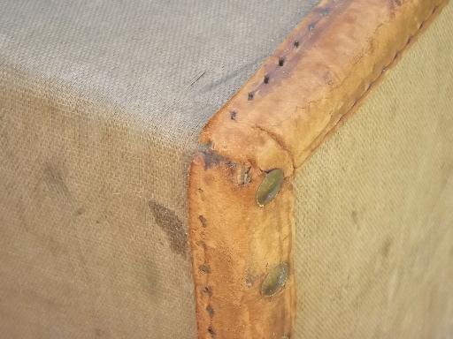 photo of vintage 1920s 30s leather trimmed canvas document box or travel case #2