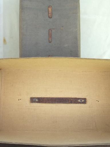 photo of vintage 1920s 30s leather trimmed canvas document box or travel case #8