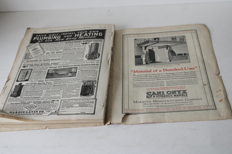photo of vintage 1925 American Builder magazine, ads & home building designs, architecture, construction  #9