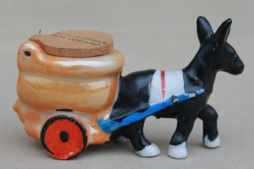 photo of vintage 1933 Chicago World's Fair souvenir, china donkey cart ashtray made in Japan #3