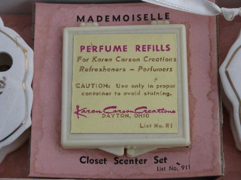 photo of vintage 1940s - 50s Mademoiselle china pomenders, closet sachets in box #3