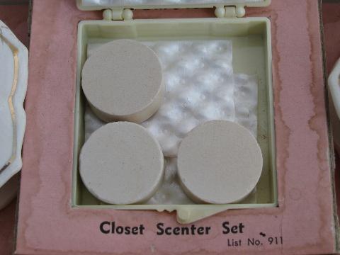 photo of vintage 1940s - 50s Mademoiselle china pomenders, closet sachets in box #4