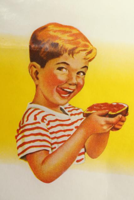 photo of vintage 1940s advertising colorful graphics Sonny Boy Freihofers white bread wrapper poster size #5