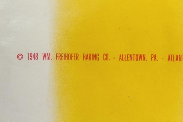 photo of vintage 1940s advertising colorful graphics Sonny Boy Freihofers white bread wrapper poster size #7
