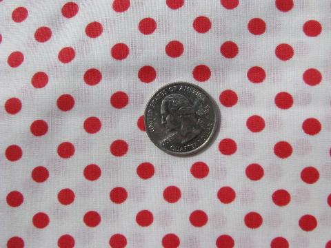 photo of vintage 1940's cotton fabric white with red polka dots #1