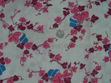 catalog photo of vintage feedsack fabric, ivy print, 5 1/2 yds