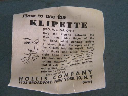 photo of vintage 1940s or 50s Klipette nose hair trimmer/remover w/original box #3