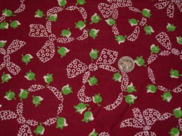 catalog photo of 1940s print rayon, tulips on wine