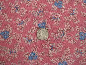 catalog photo of vintage 1940s-50s cotton feedsack fabric, extra long pink floral feed sack