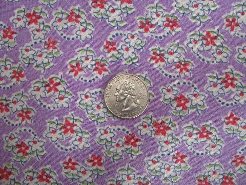 photo of vintage 1940s-50s cotton feedsack fabric, lavender floral feed sack #1