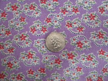 catalog photo of vintage 1940s-50s cotton feedsack fabric, lavender floral feed sack