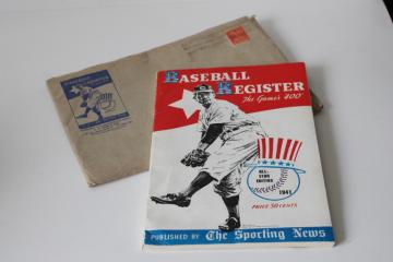 catalog photo of vintage 1941 Baseball Register vintage sport scores & players All Stars Edition Sporting News 