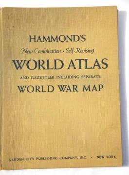 catalog photo of vintage 1943 WWII Hammond's World Atlas with full color maps