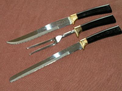 photo of vintage 1950s Sheffield carving knife set/steak knives #2