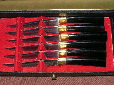 photo of vintage 1950s Sheffield carving knife set/steak knives #3