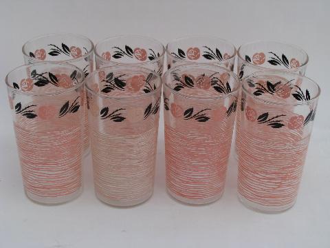 photo of vintage 1950s swanky swigs kitchen glass tumblers, retro pink roses! #1