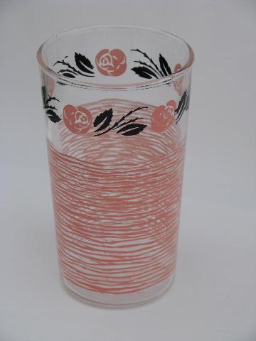 photo of vintage 1950s swanky swigs kitchen glass tumblers, retro pink roses! #2