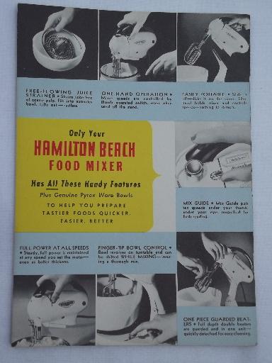 photo of vintage 1951 Hamilton Beach food mixer guide and cookbook, 50s recipes #2