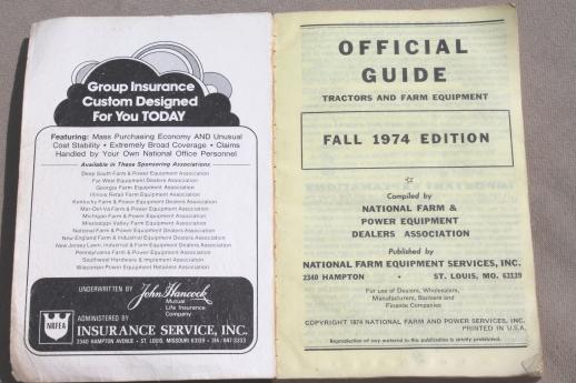 photo of vintage 1974 tractor & farm equipment guide, price guide w/ specifications for old tractors & farm machinery #2
