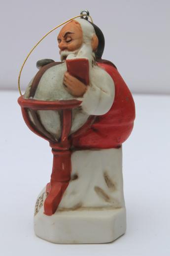 photo of vintage 1980 Norman Rockwell Christmas ornament, Santa Claus figurine w/ globe #3