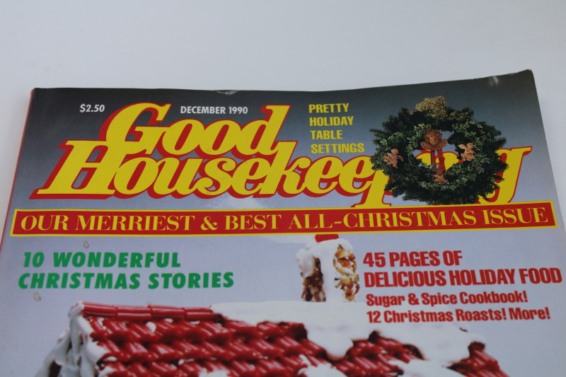 photo of vintage 1990 Christmas December Good Housekeeping magazine, great ads, holiday food & baking recipes  #2