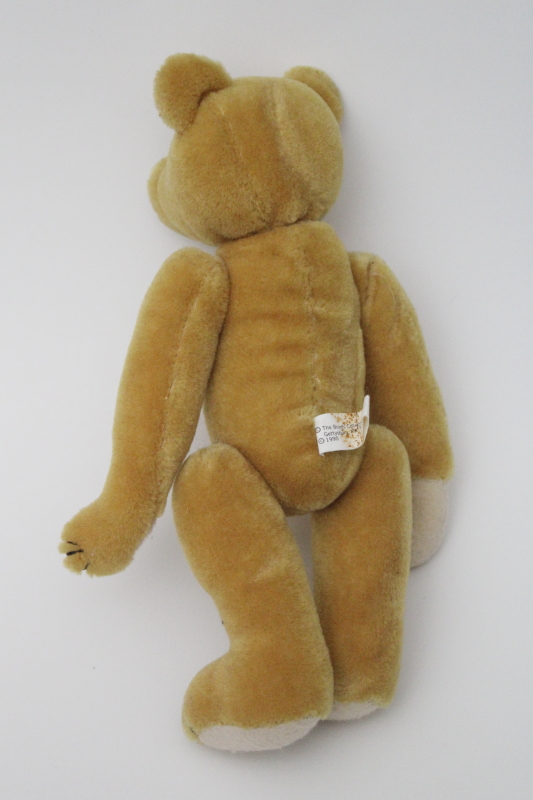 photo of vintage 1990s Boyds bear golden honey mohair teddy bear, antique style jointed poseable bear #3