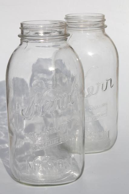 photo of vintage 2 qt size mason jars, pickle jar canning jars or kitchen canisters #1