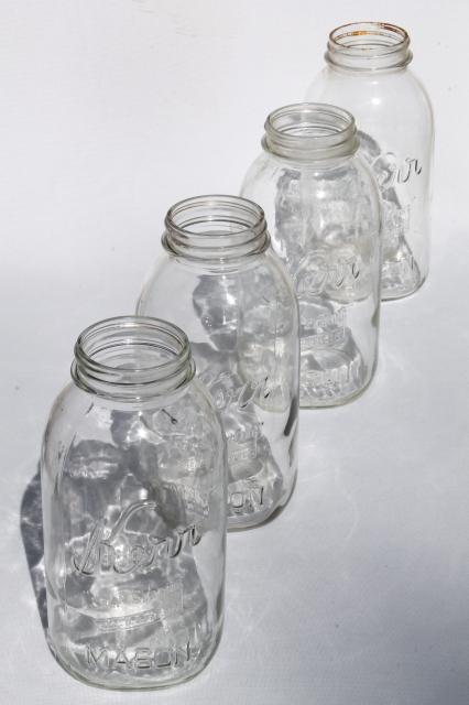 photo of vintage 2 qt size mason jars, pickle jar canning jars or kitchen canisters #1