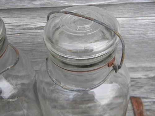 photo of vintage 2 quart size kitchen storage canister jars, lot of 3 #4