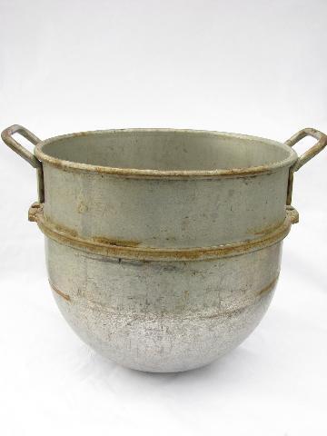 photo of vintage 30qt tinned steel Hobart commercial mixer dough bowl #1