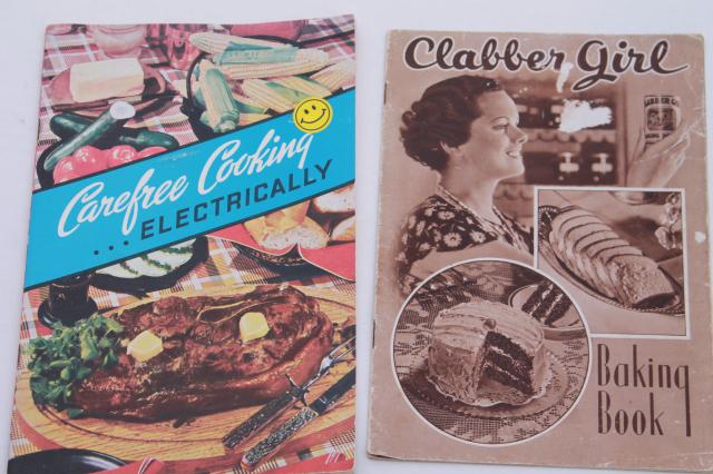 photo of vintage 30s 40s 50s 60s cookbooks, advertising cook book recipe booklets lot #3